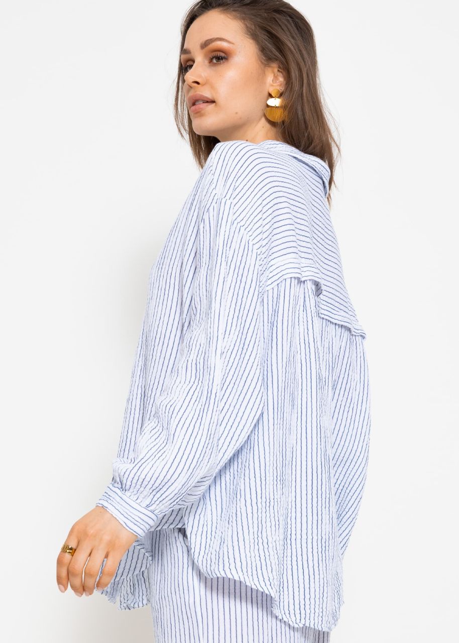 Striped muslin blouse oversize - blue and white