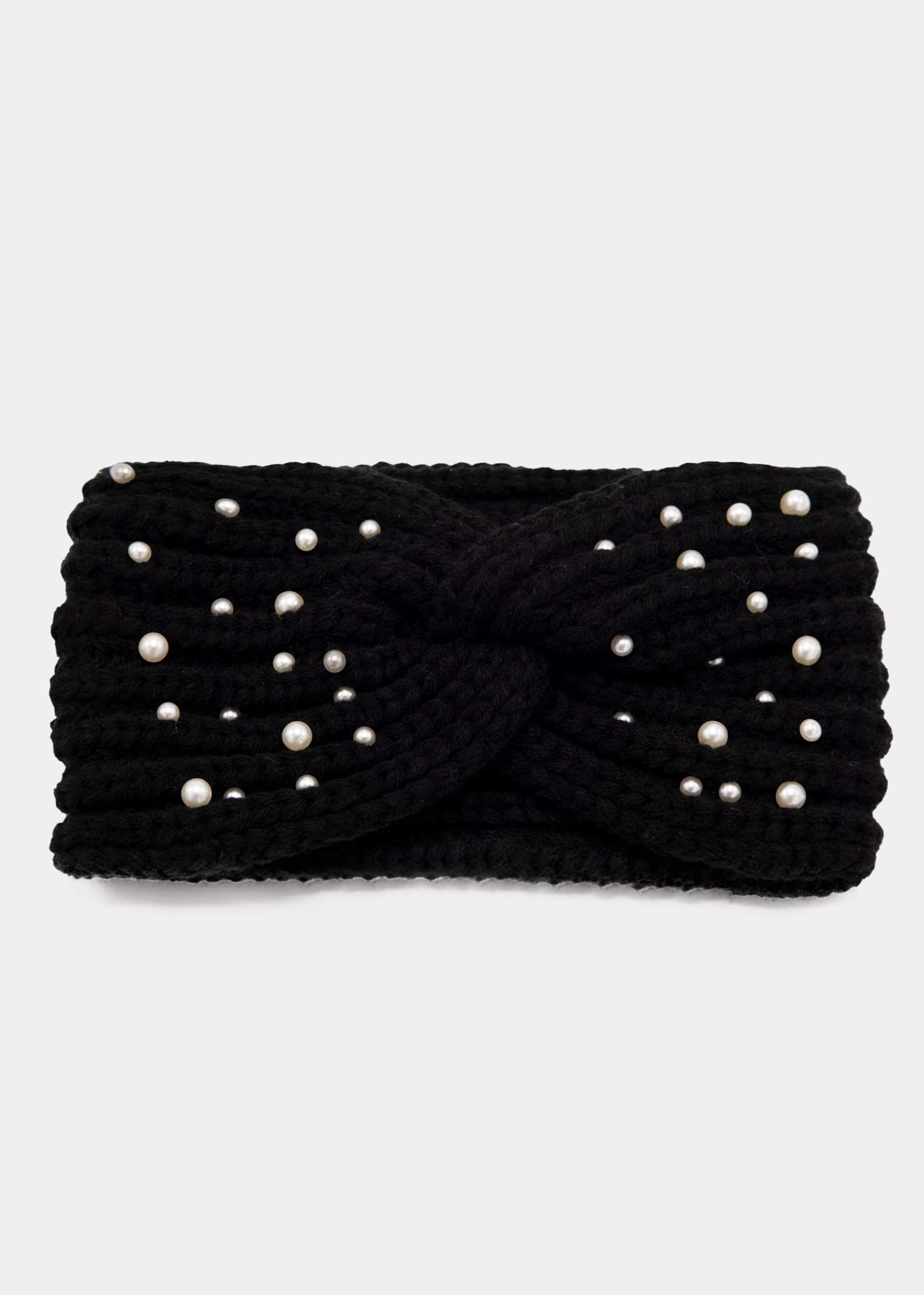 Headband with pearls - black