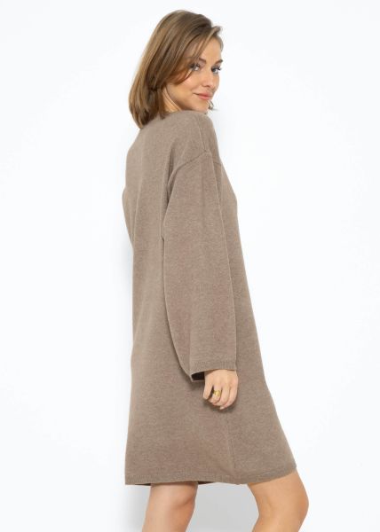 Oversize knitted mini dress - taupe