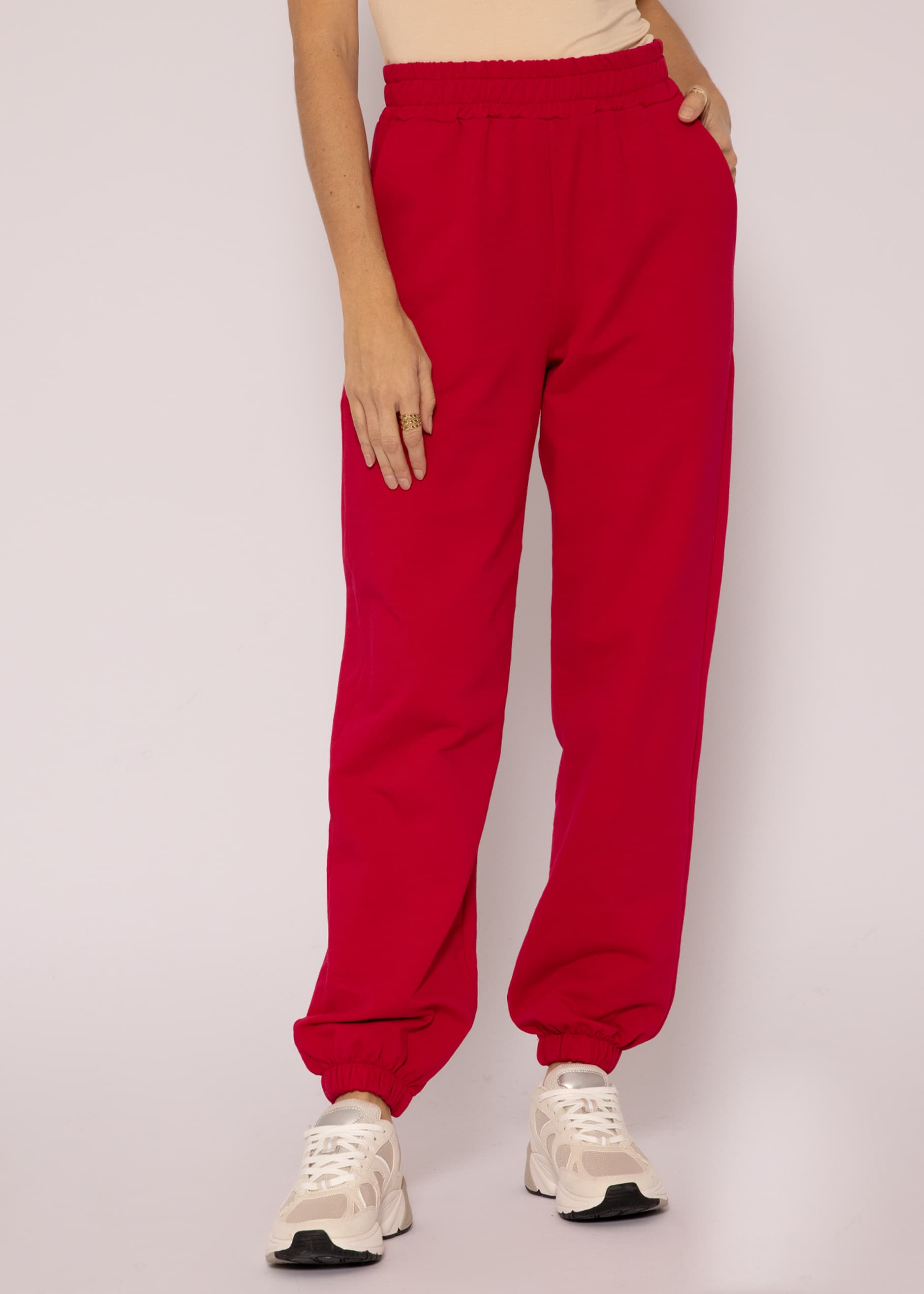 Jogger pants, cherry red | Trousers | Clothing | SALE | SassyClassy.com