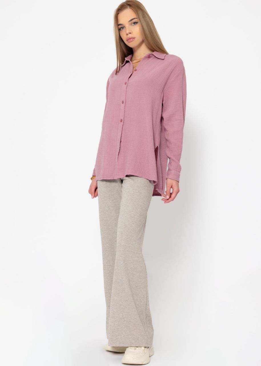 Classic cut blouse in muslin - dusky pink