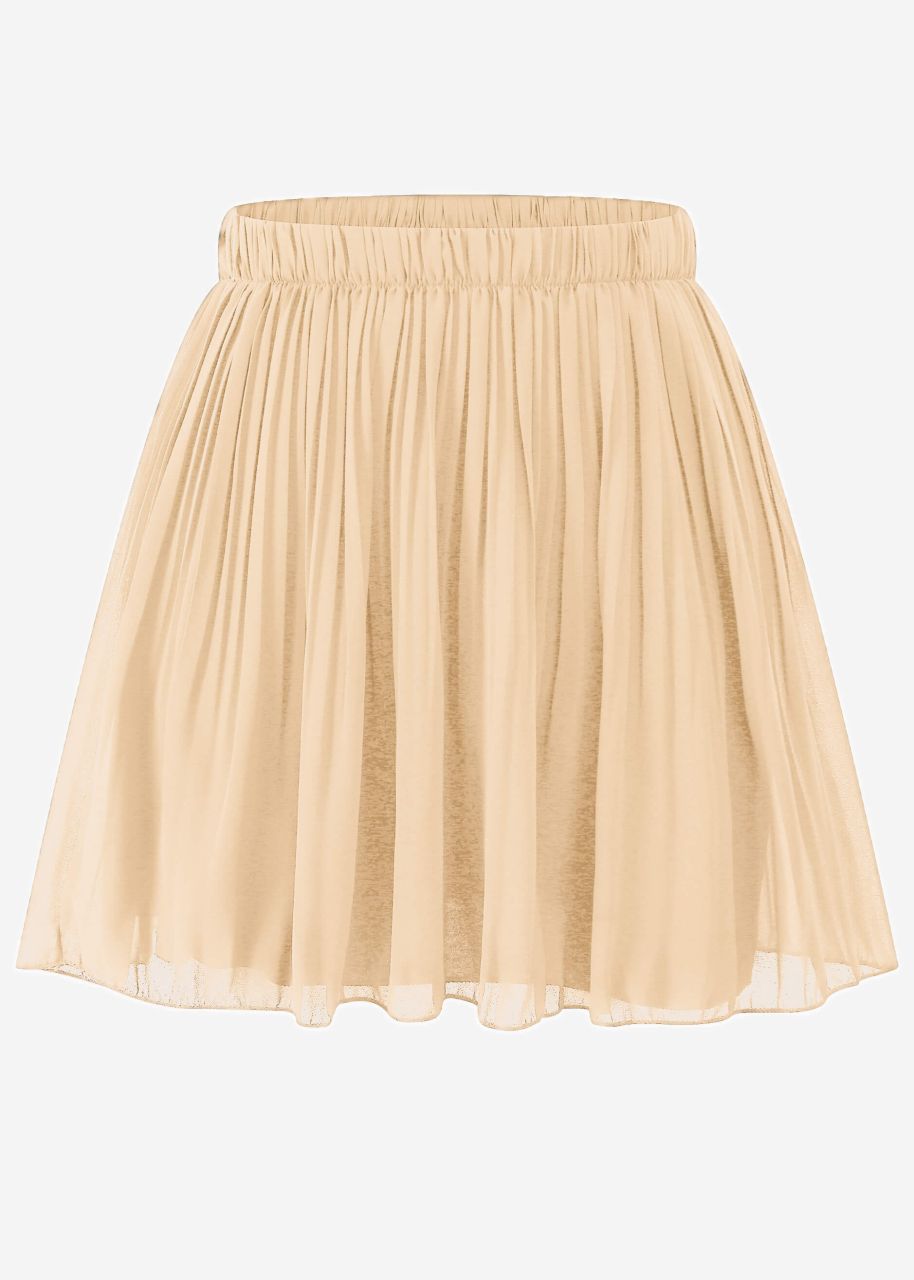 Chiffon pleated skirt, beige