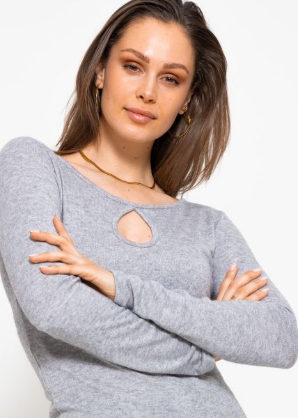 Long sleeve shirt with cut-out detail - grey