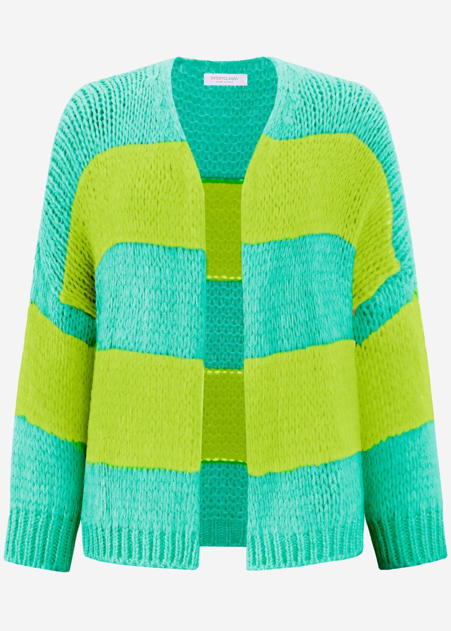 Striped oversize cardigan - green-lime green