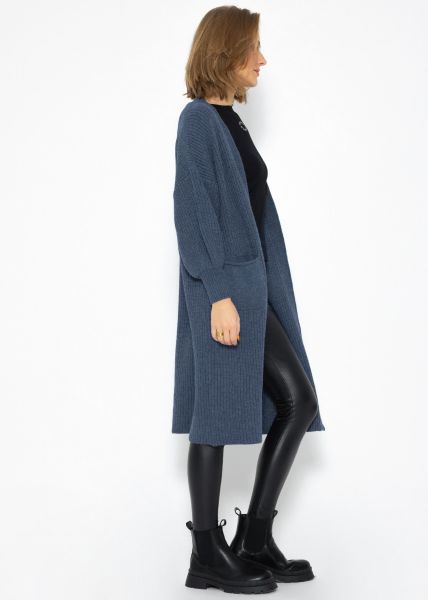 Long super soft cardigan with pockets - jean blue