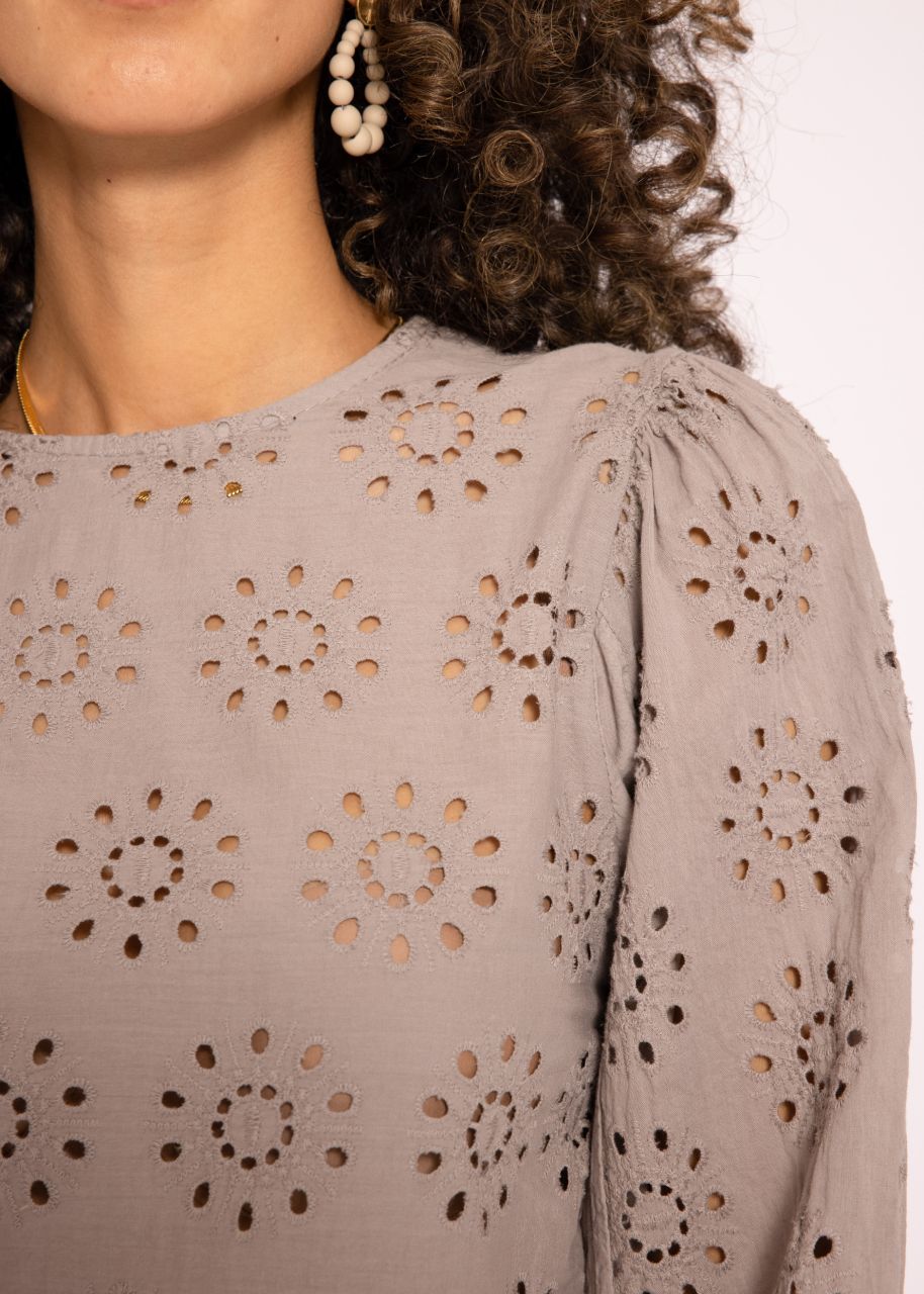 Lace blouse top, taupe