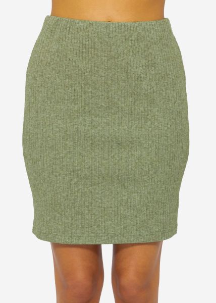 Ribbed short skirt - khaki