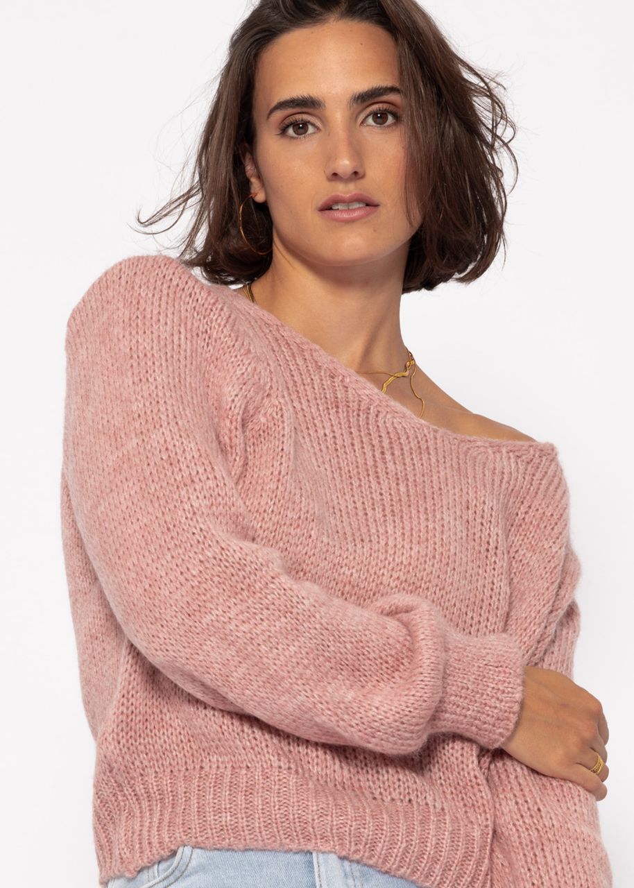 Jumper with V-neck - dusky pink