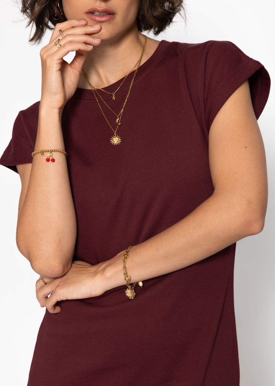 Long sweat dress with slit - burgundy