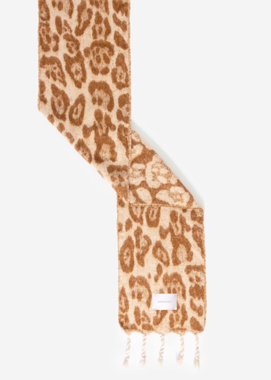 Scarf with leo print - camel