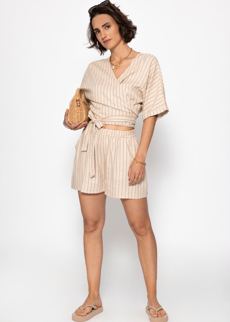 Striped shorts - beige
