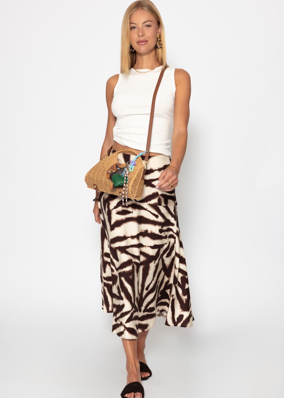 Maxi skirt with print - brown