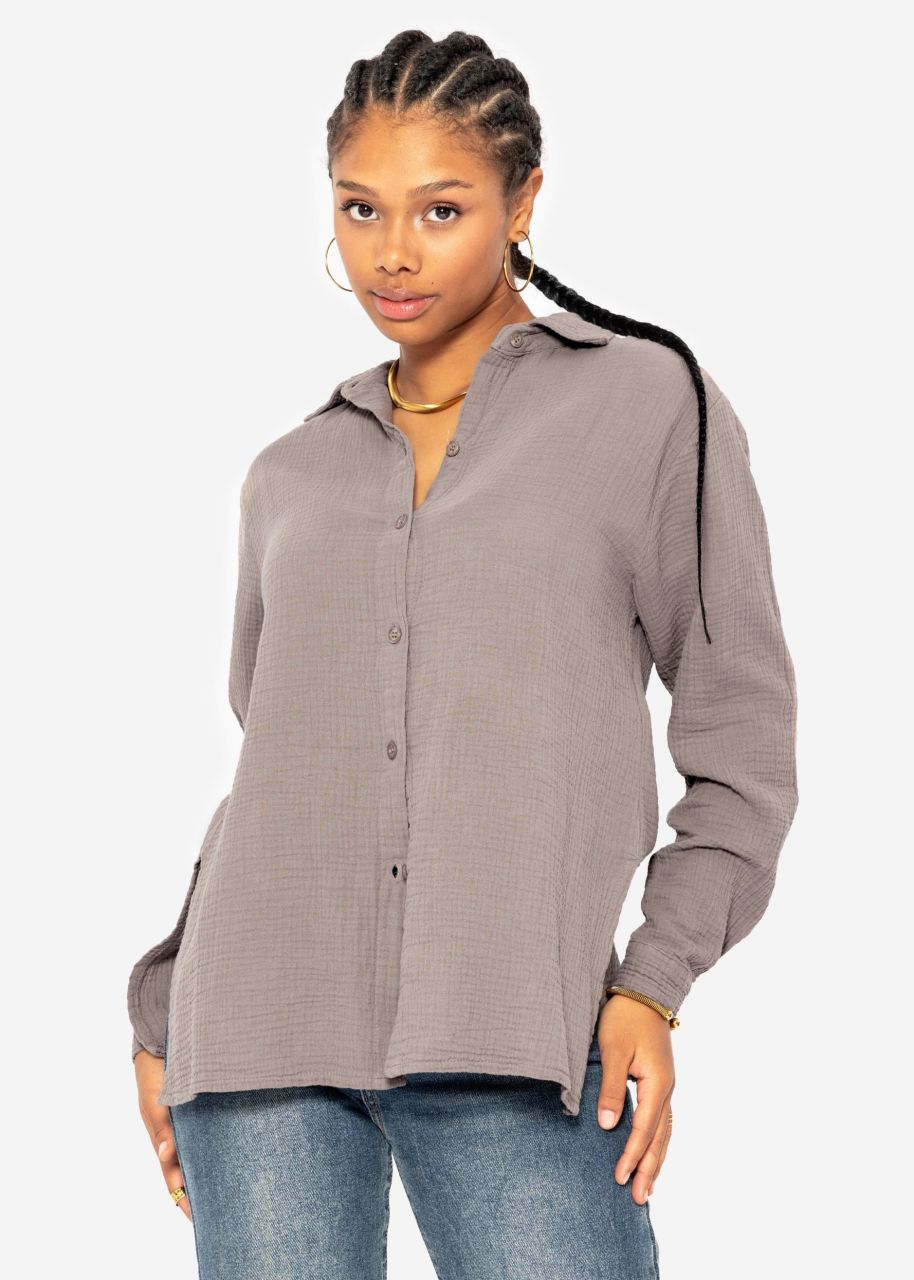 Classic cut blouse in muslin - taupe