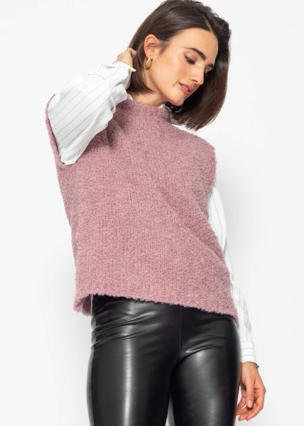 Casual knitted sweater - powder pink