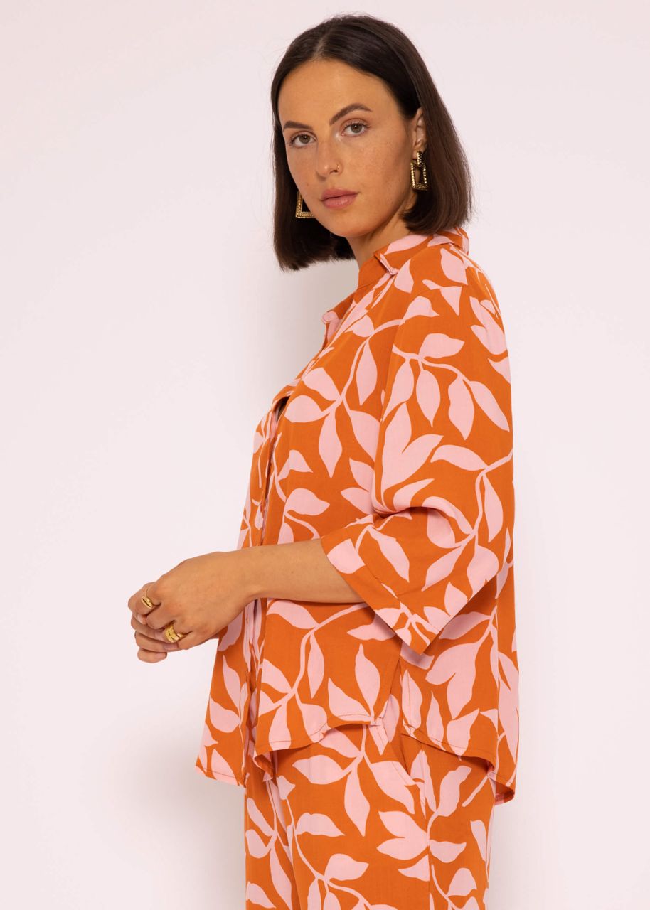 Viscose blouse with print, orange / pink