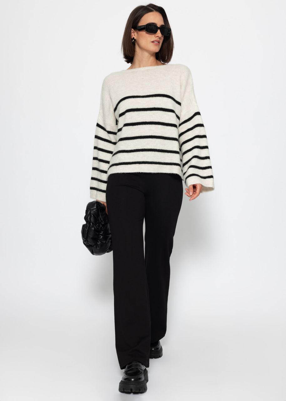 Striped sweater with low-cut back - offwhite