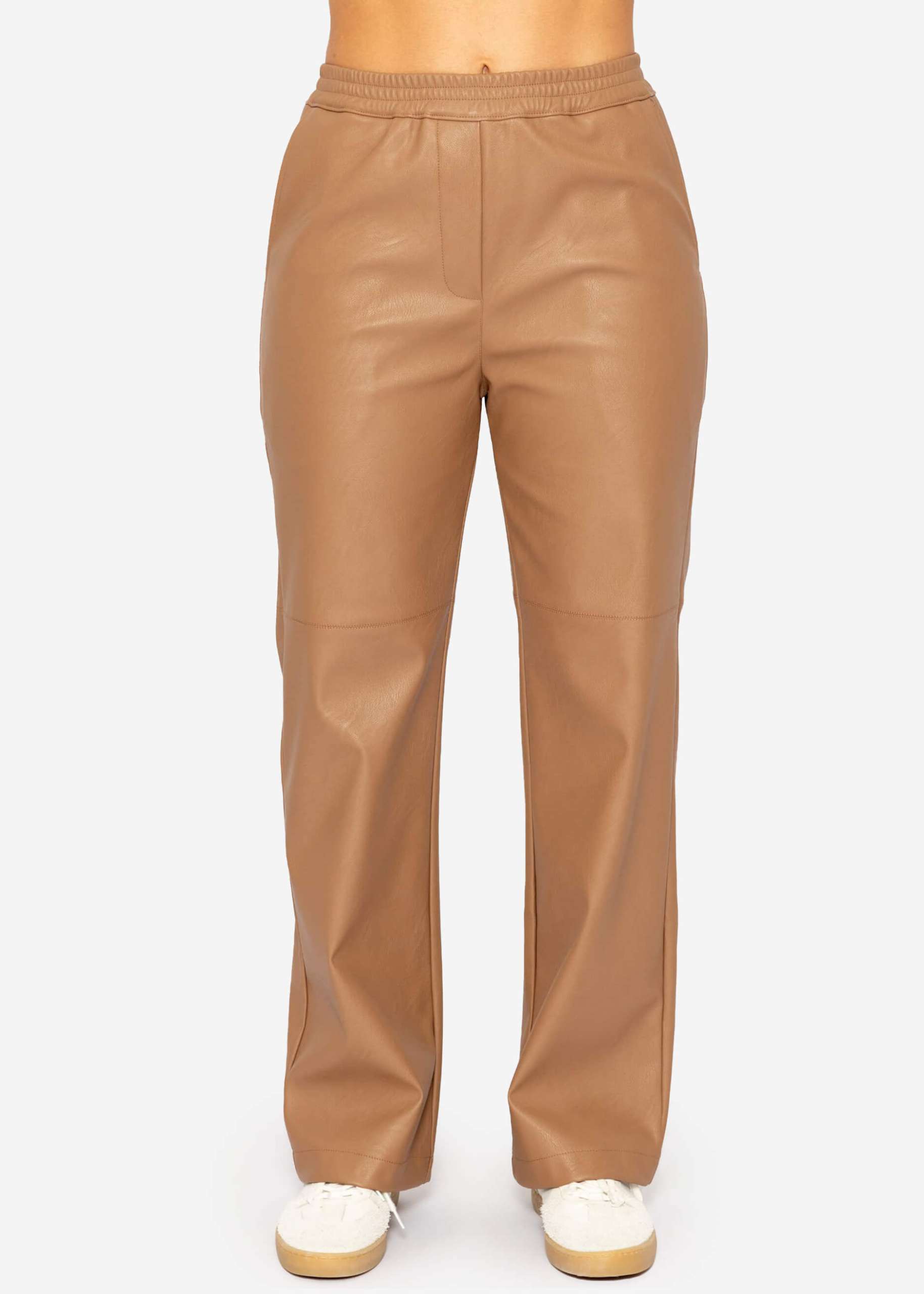 Faux leather trousers - camel