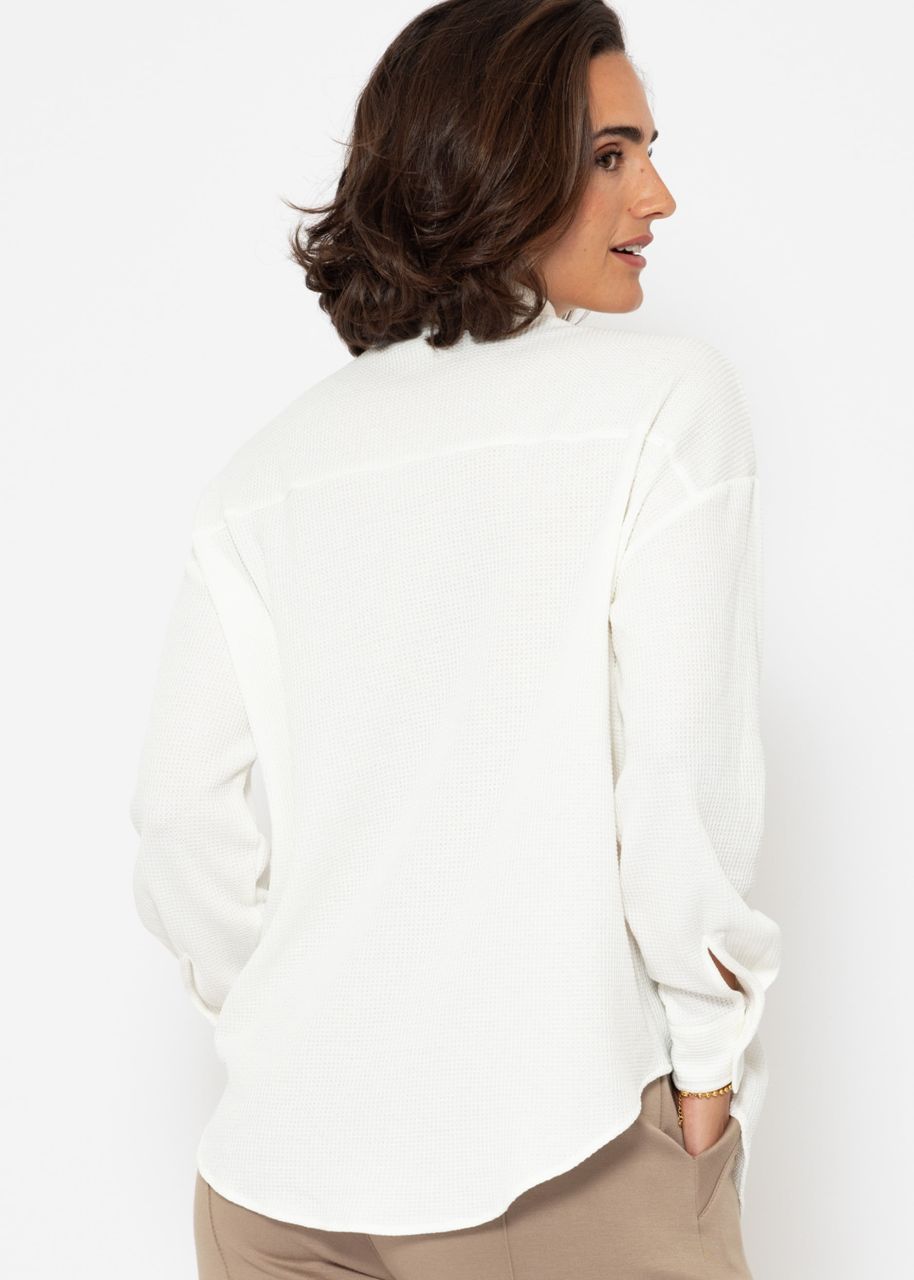 Oversize Waffle Piqué Blouse - offwhite