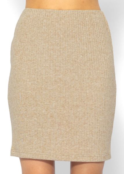 Ribbed short skirt - beige