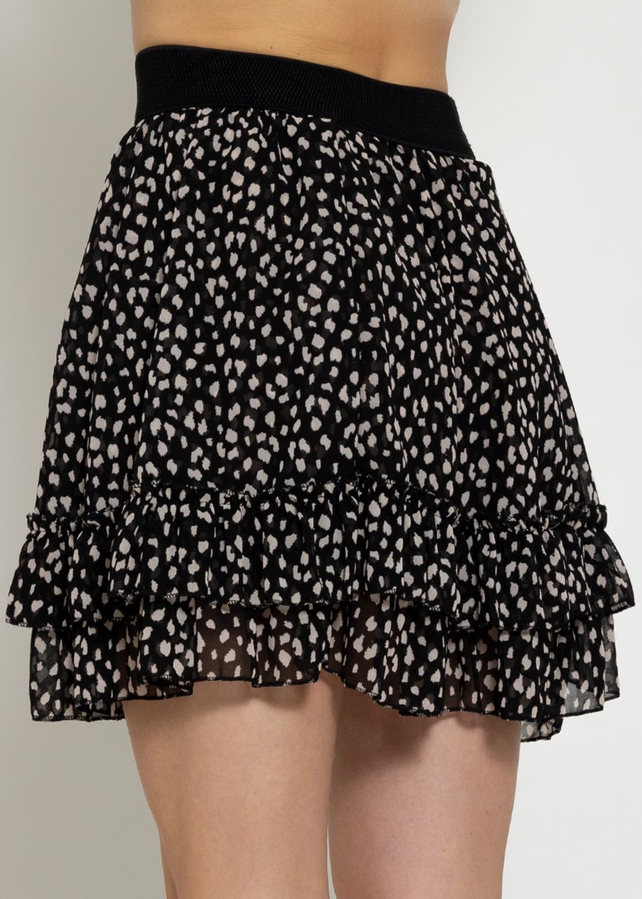 Flounces skirt with ruffles, black