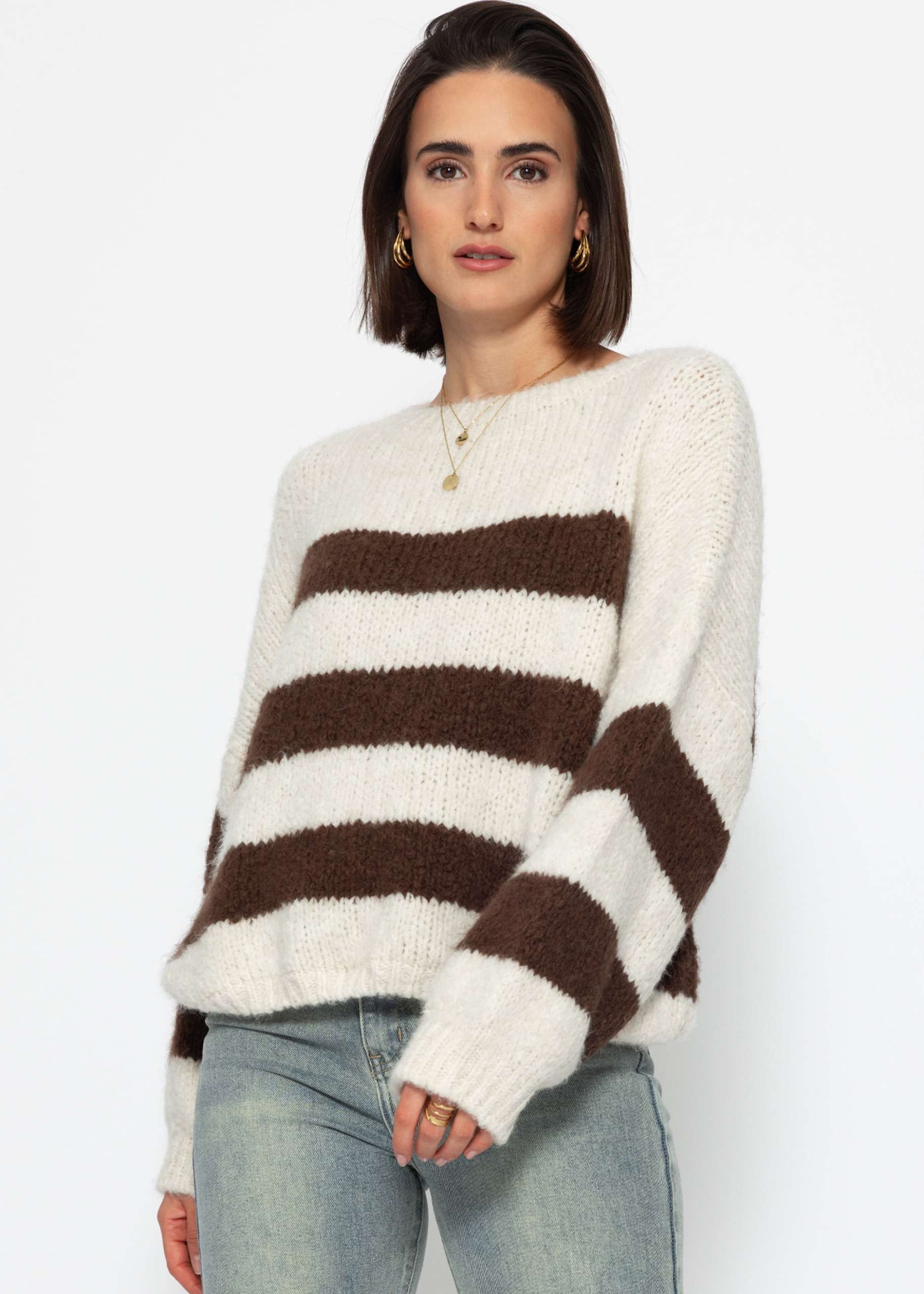 Striped oversize sweater - offwhite