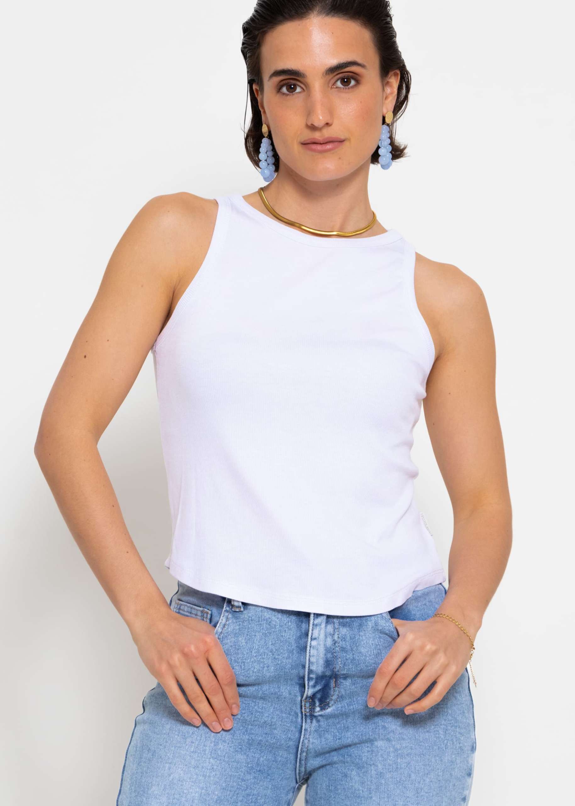 Ribbed tank top - white