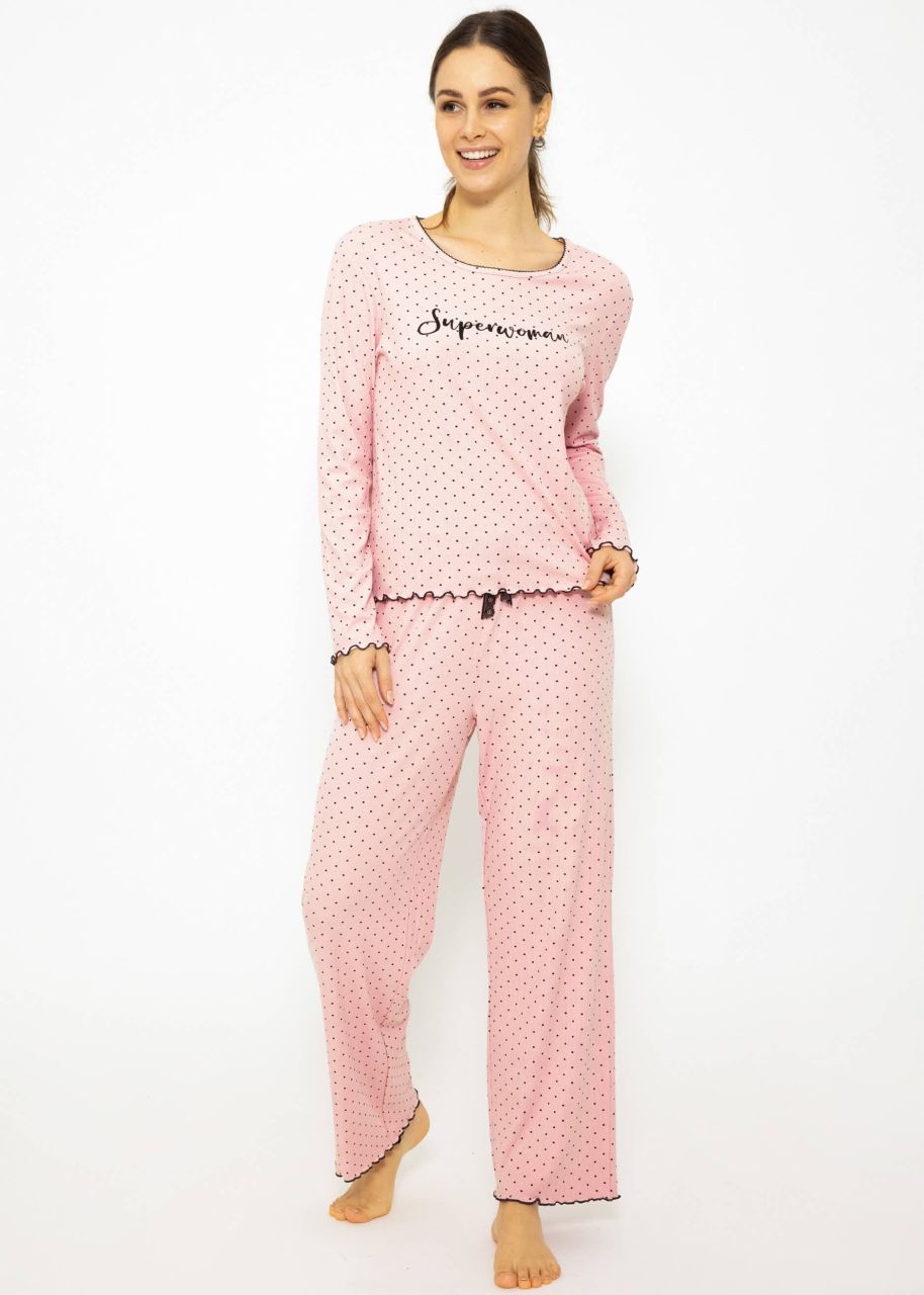 Sleeping pants with dots - pink