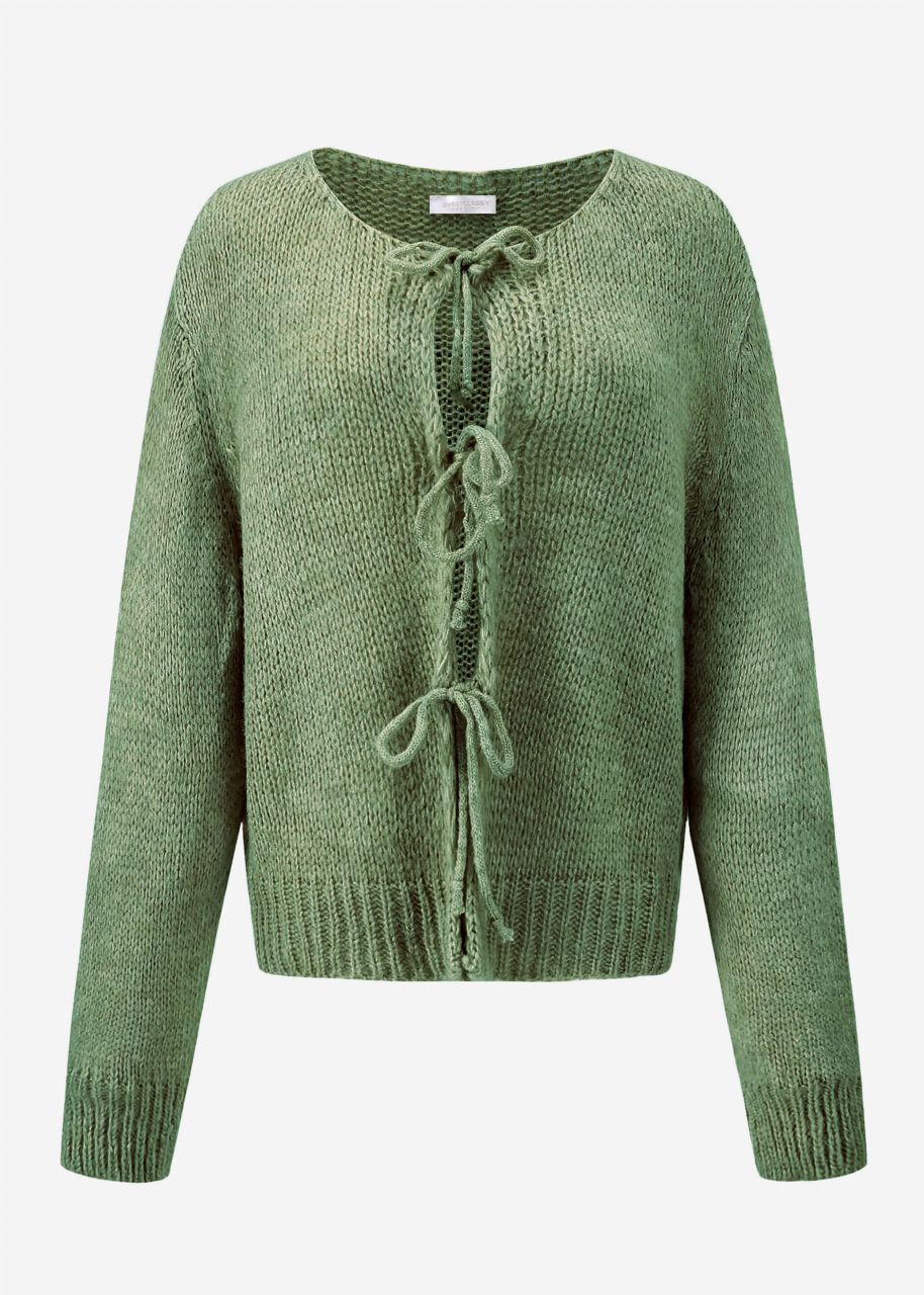 Cardigan with bow closure - sage green