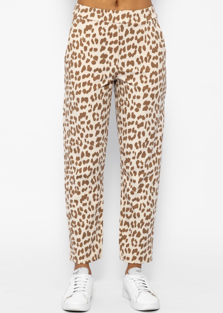 Jersey chinos in leo print - offwhite