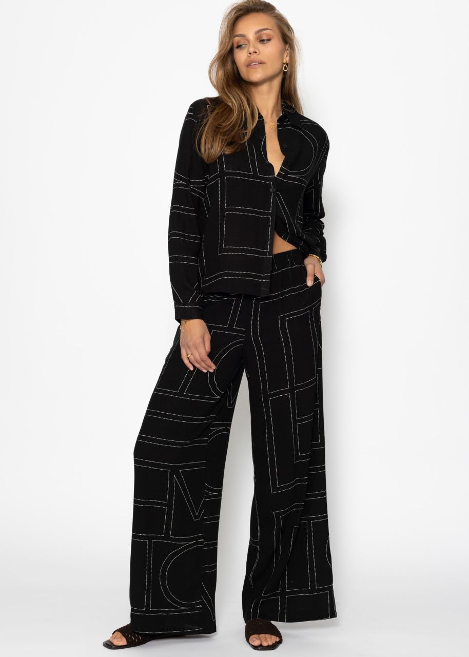 Slip-on trousers with print - black