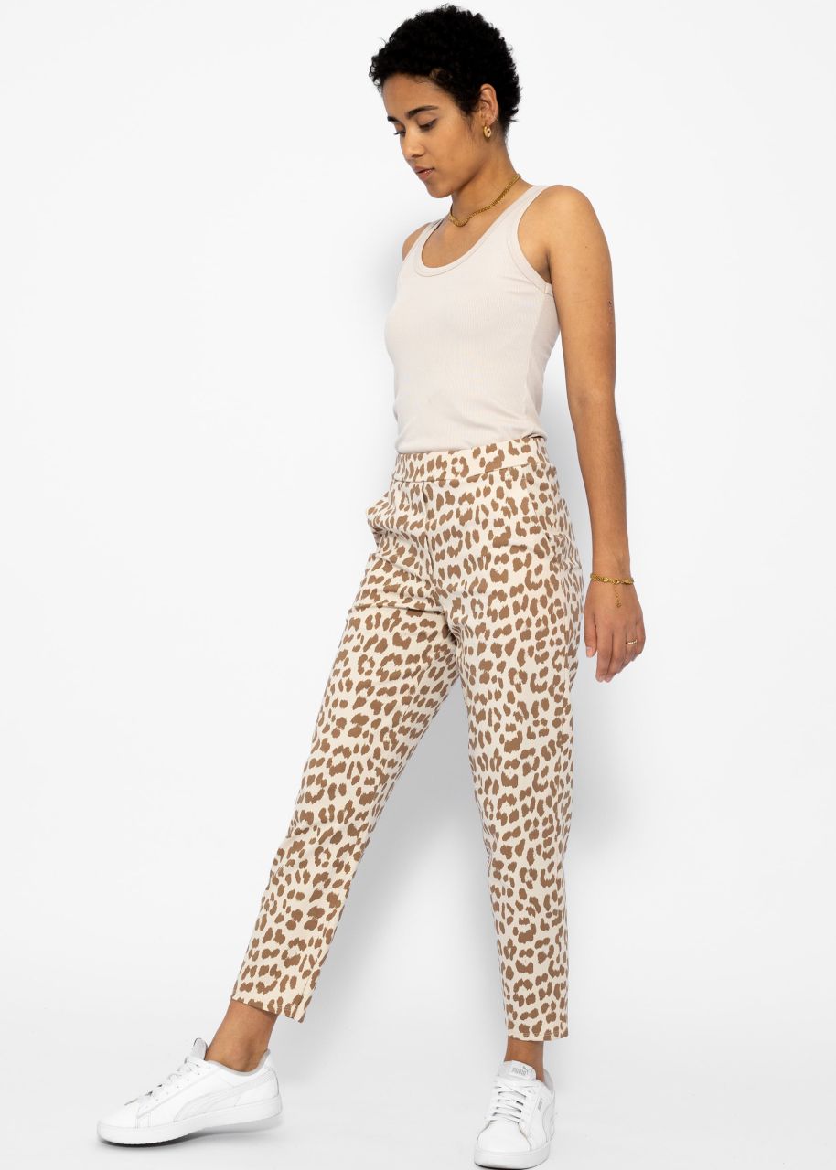 Jersey chinos in leo print - offwhite