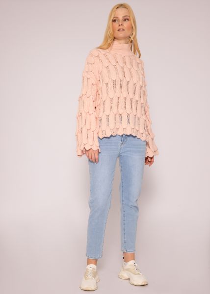 Oversize sweater with pattern, pink