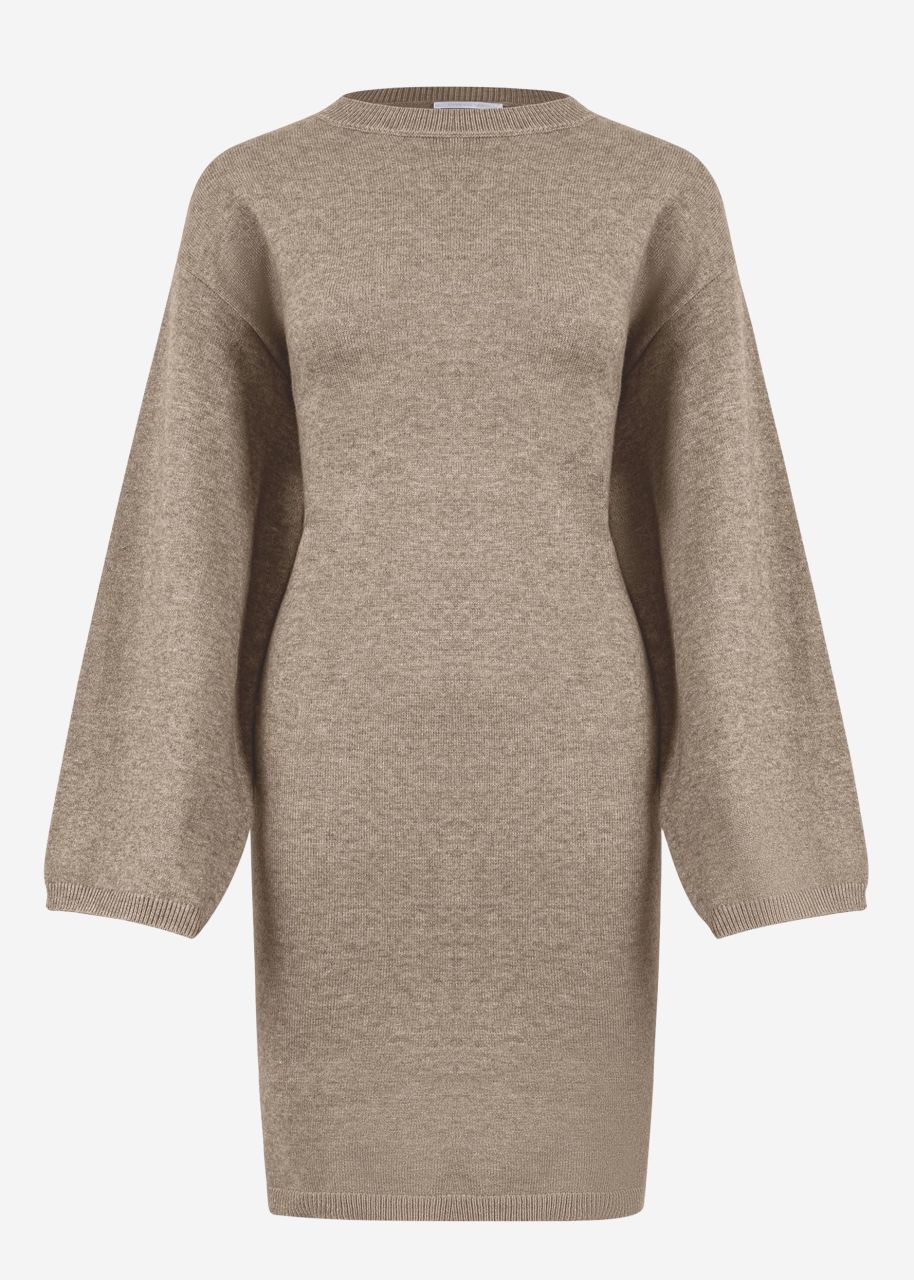 Oversize knitted mini dress - taupe