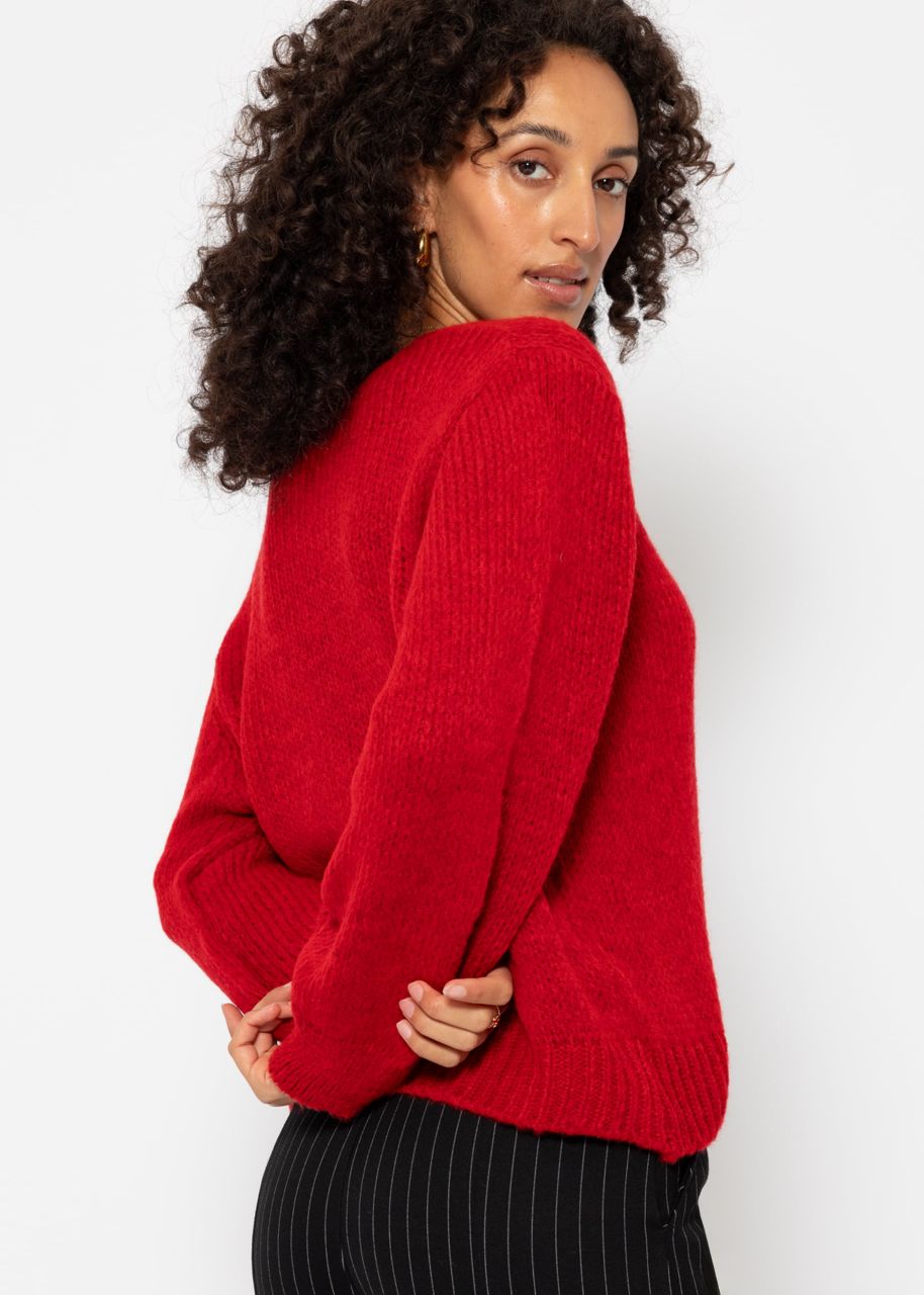 Jumper with V-neck - red