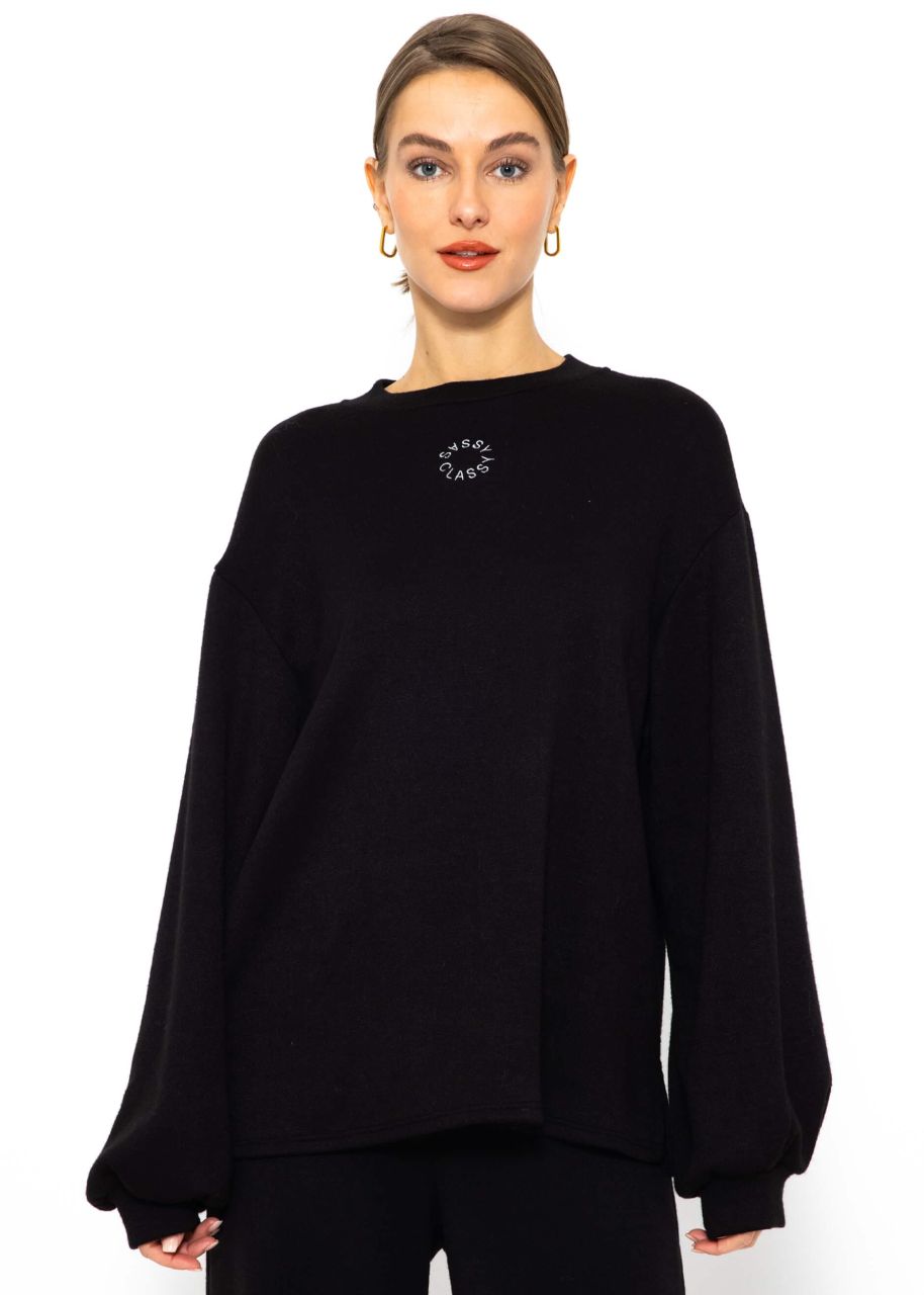 Oversized sweatshirt with embroidery - black