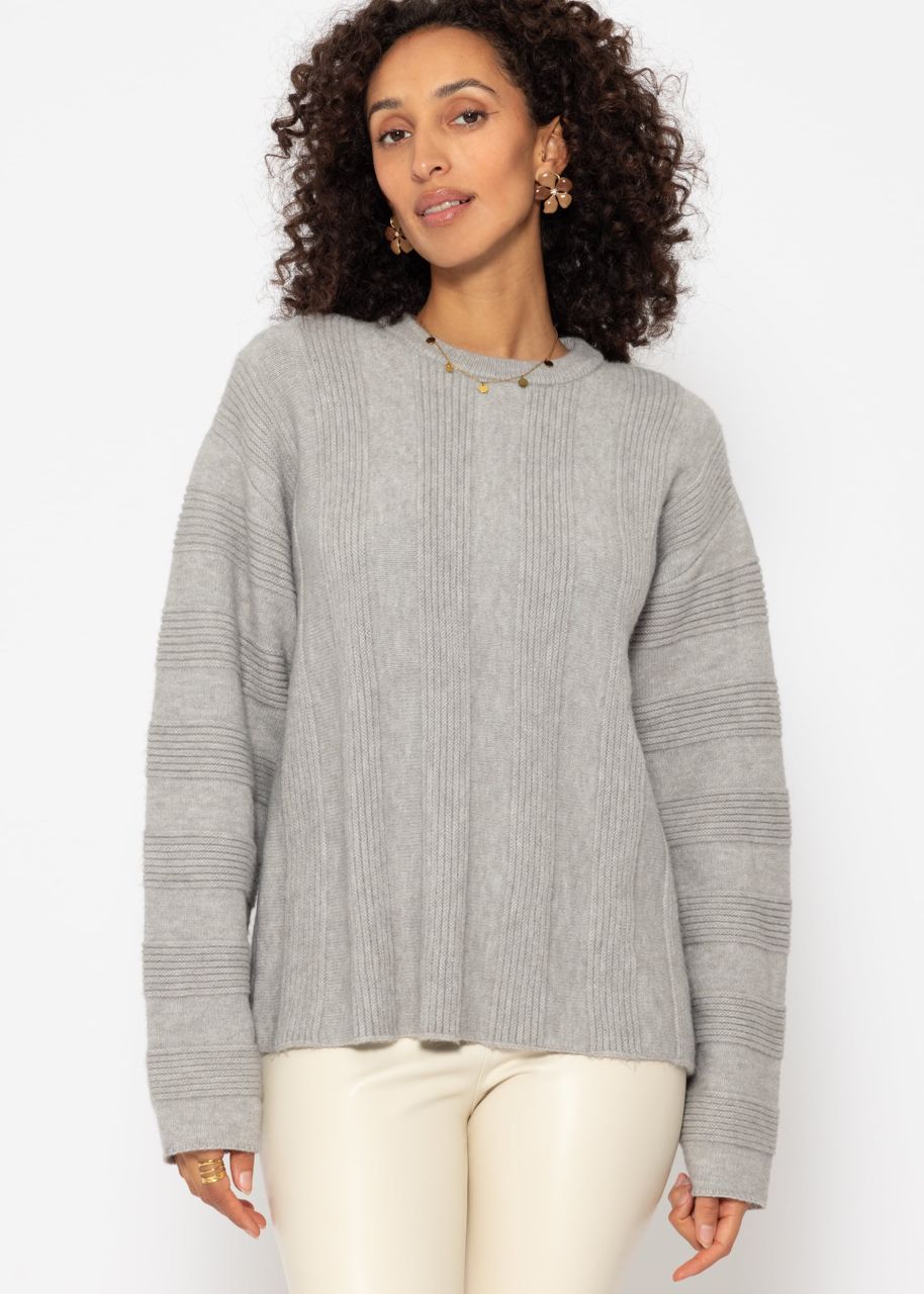 Jumper with ribbed stripe pattern - grey