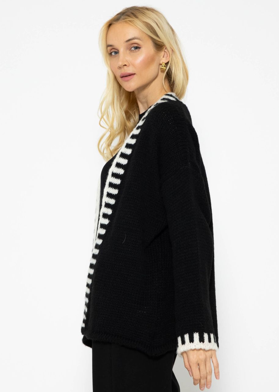 Cardigan with offwhite details - black