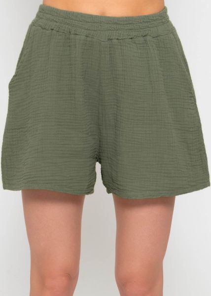 Muslin shorts, khaki