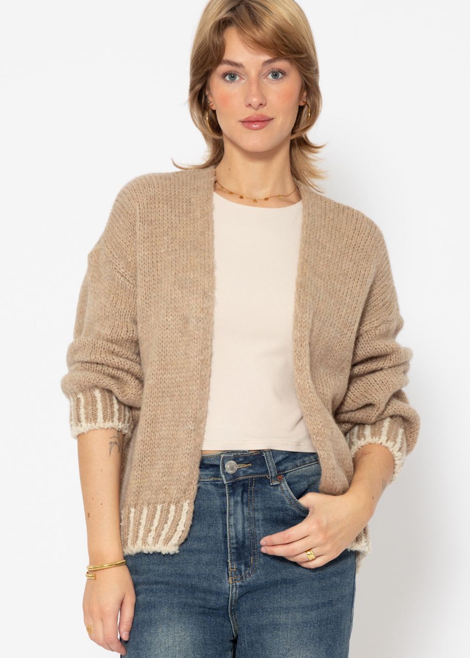 Loose-fitting cardigan with emphasised hem - camel