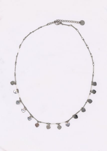 Necklace with hearts, silver