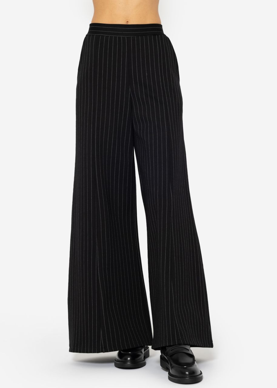 Wide trousers with pinstripes - black