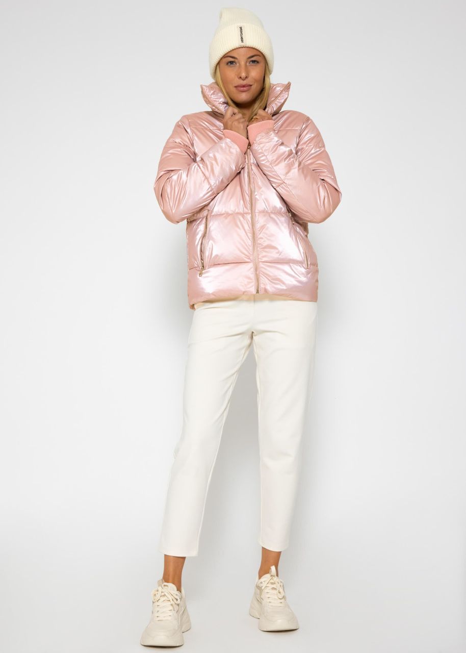 Puffer jacket with stand-up collar - pink