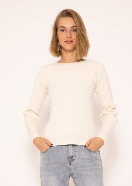 Cable knit raglan jumper - offwhite