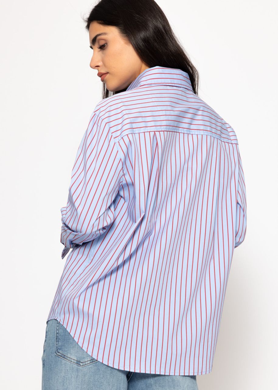 Striped flared blouse - blue