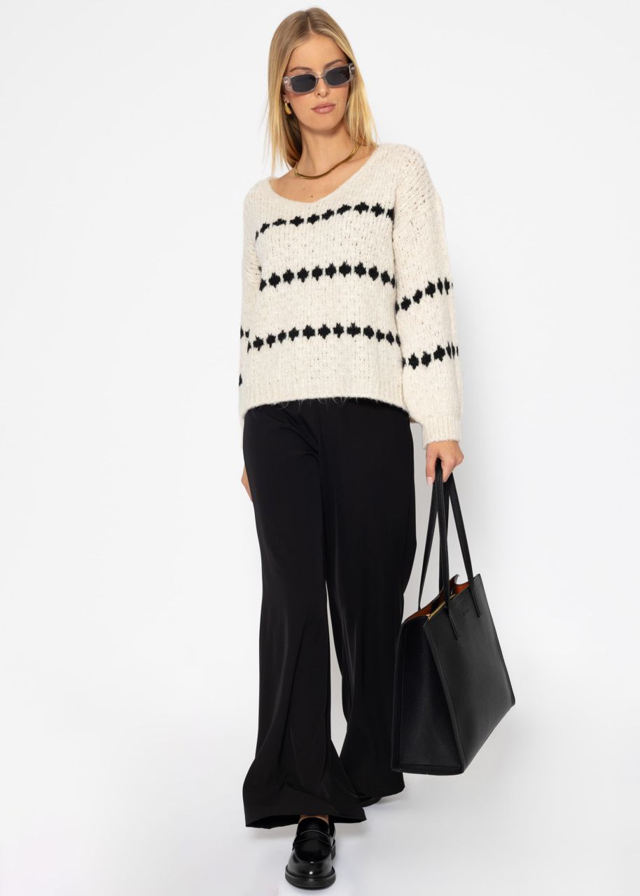 Jumper with fantasy stripe pattern - offwhite