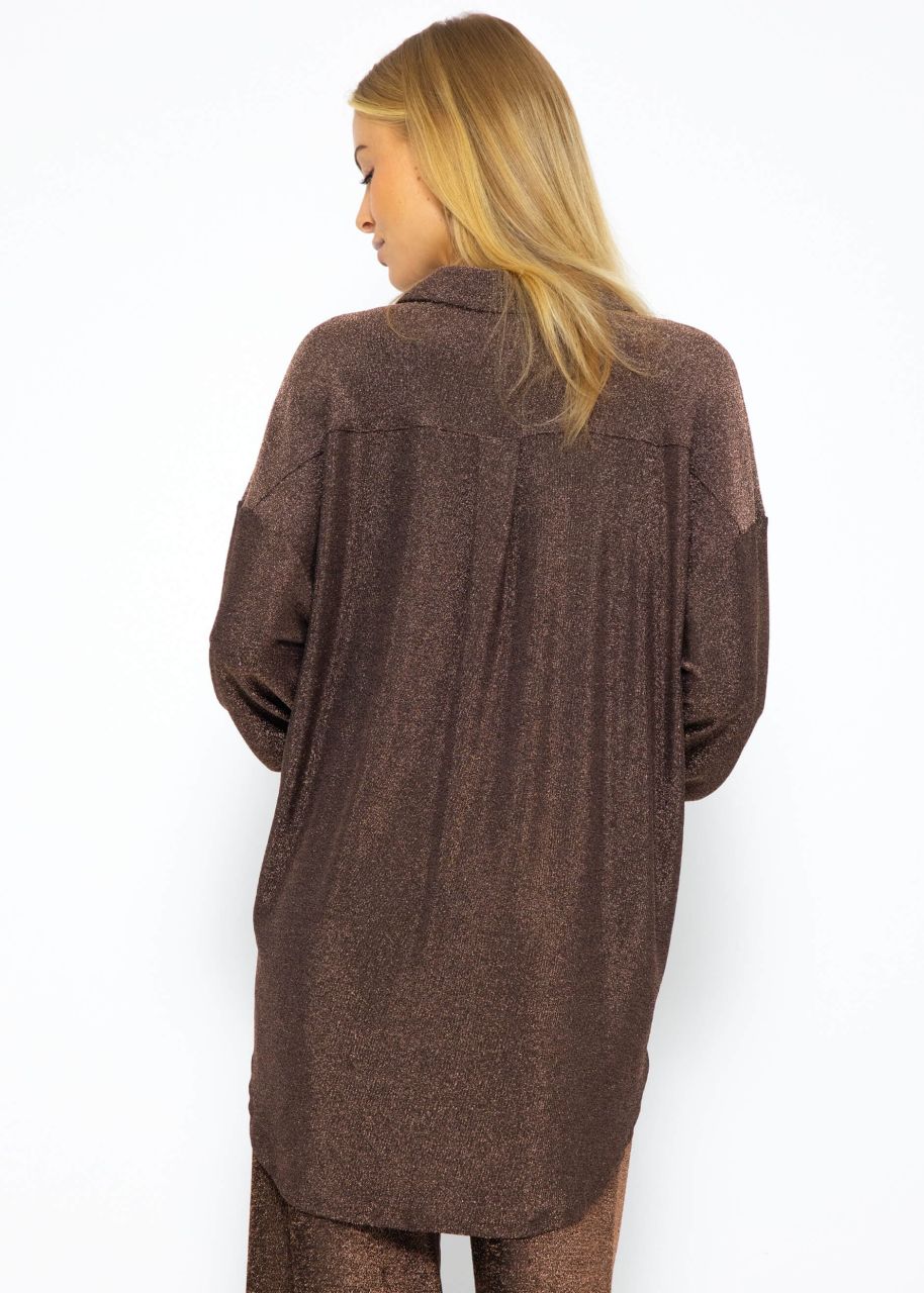 Oversize Lurex Blouse - brown