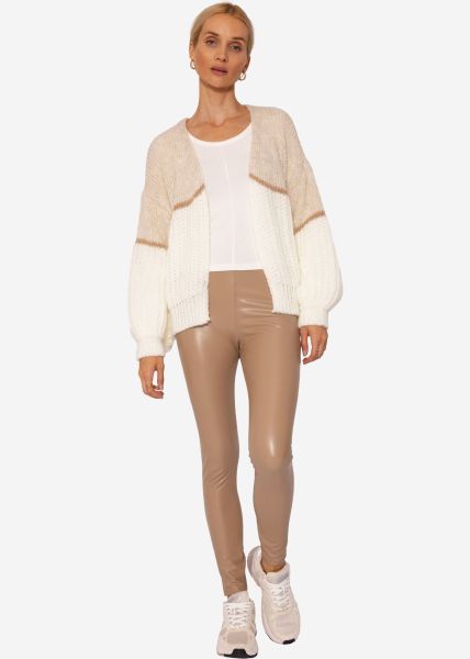 Loose-fitting cardigan - beige-camel-offwhite