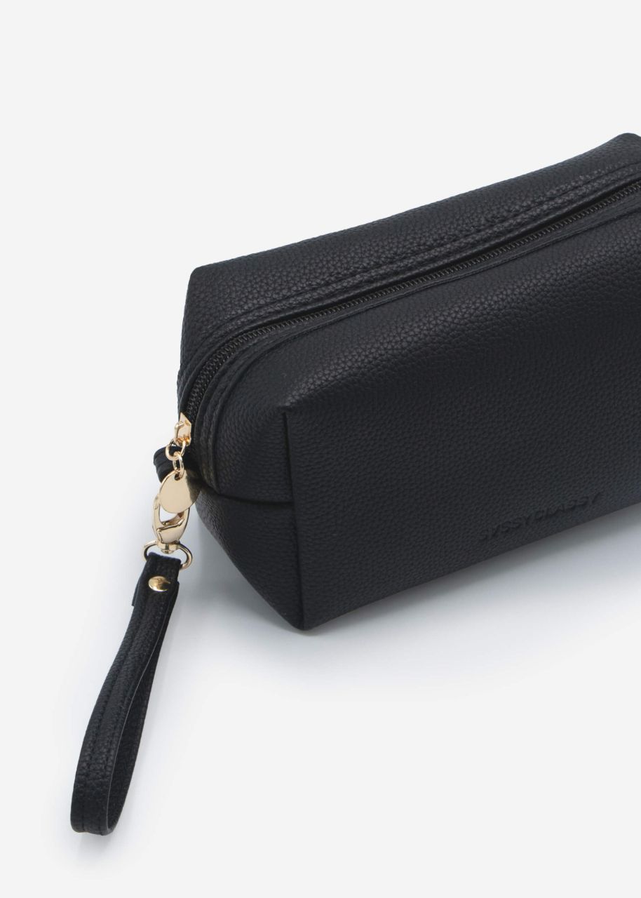 Small cosmetic bag with loop - black
