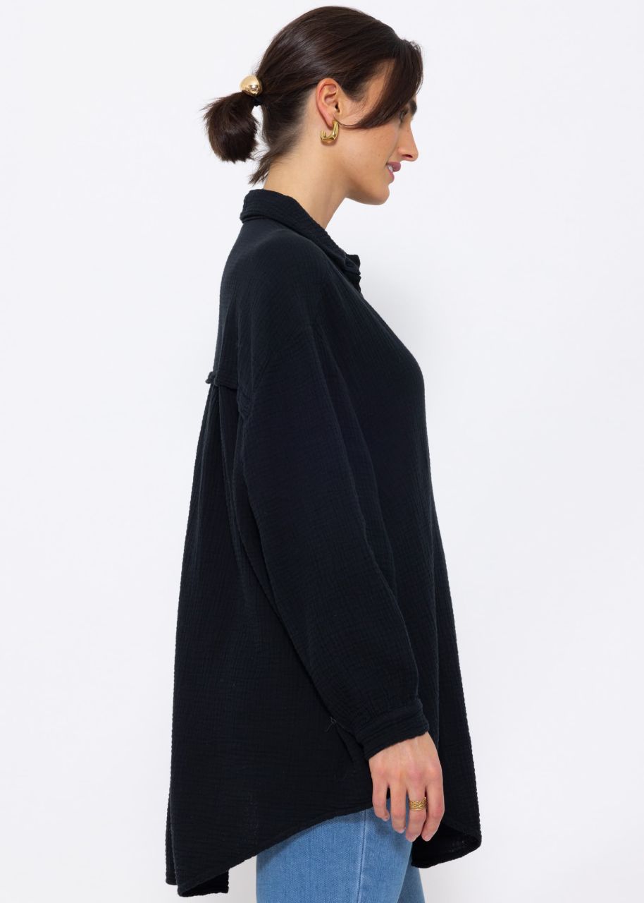 Muslin blouse oversize, black