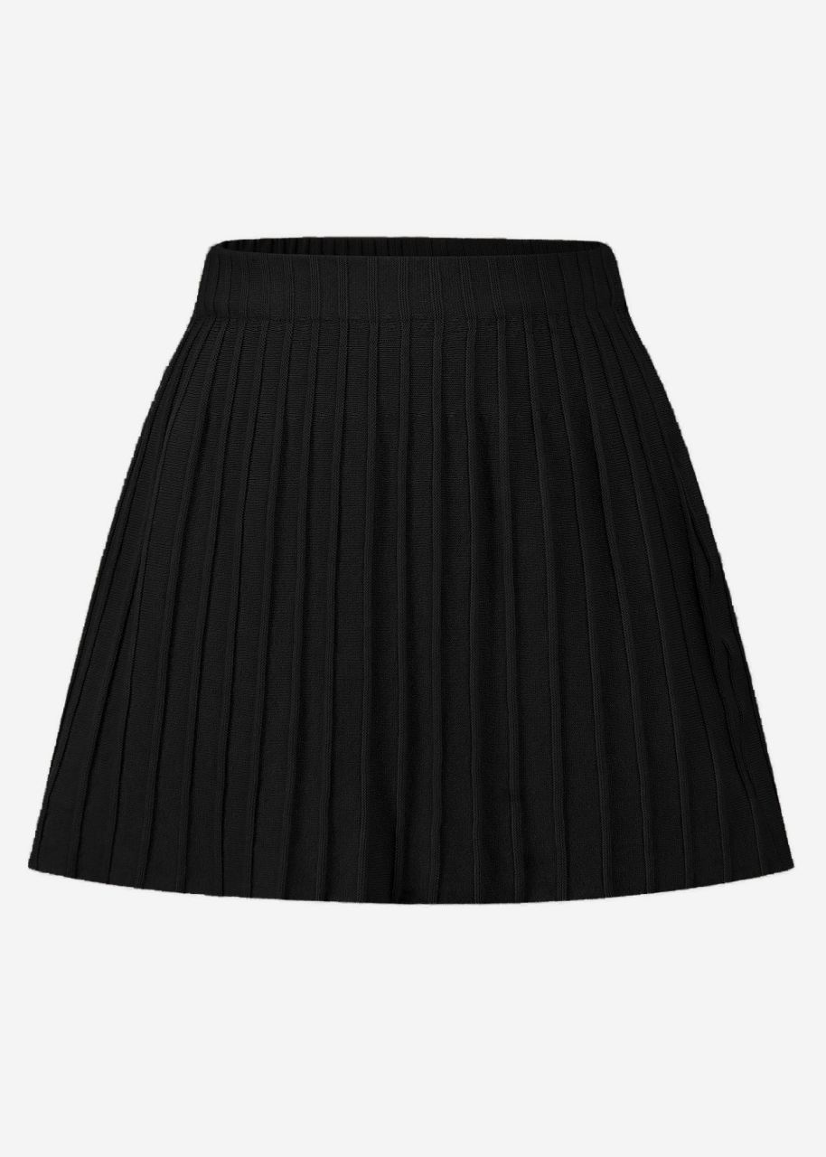 Pleated knitted skirt - black